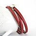 Red triple wrapped leather bracelet with sphere magnetic clasp