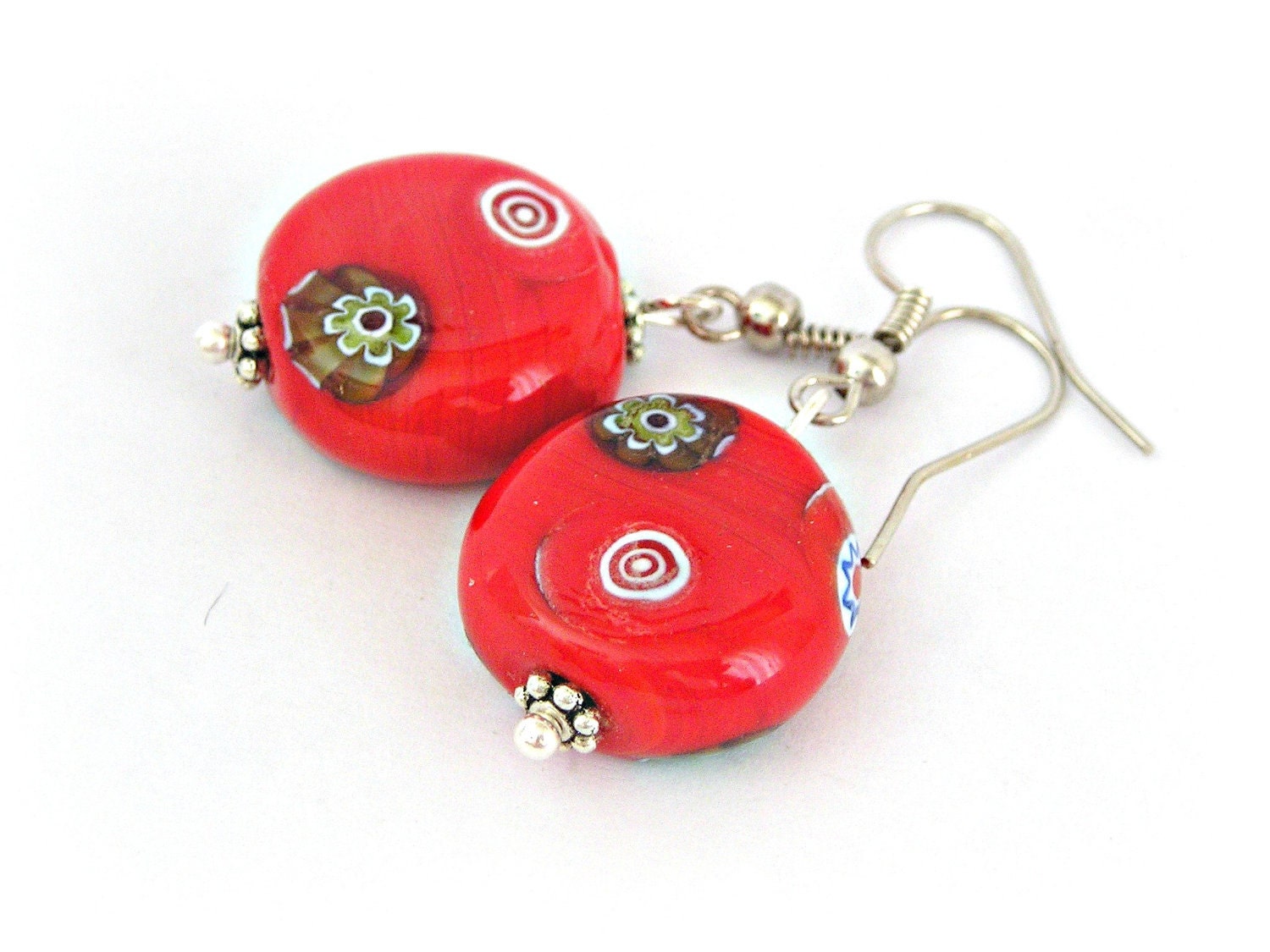 Red murano glass earrings