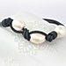 Reserved for Mia Ramsdem- Freshwater pearls navy blue leather bracelet with sterling silver clasp