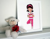 Kids Yoga, Girls Room Art, Baby Girl wall decor, 8x10