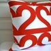 Print on BOTH SIDES - Decorative Cushion cover 18"x18" / Number 2 / Red and white - Sweden Design