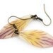 Tiger Lily Earrings - antiqued brass - real flower petals - Red, orange and yellow - resin flower earrings