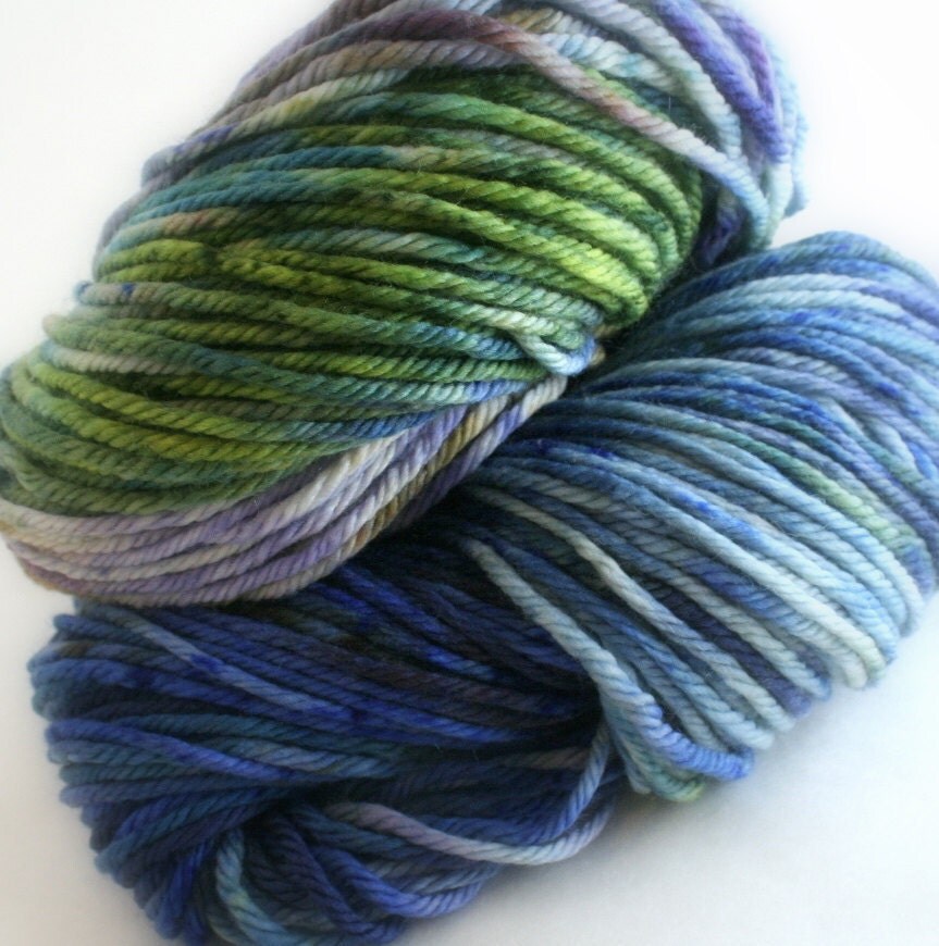 Yarn Hand dyed Superwash Merino wool hand painted, FATHOM splash speckle splotch dye