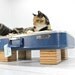 Large Upcycled Blue Suitcase Pet Bed Handmade Wood Legs