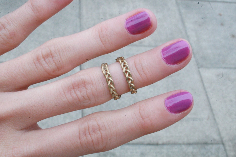 double braid upper finger ring // bronze