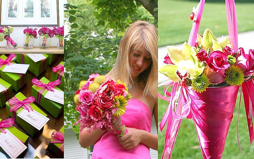 Double-side Pom-Pom Bouquet--Pink and Green