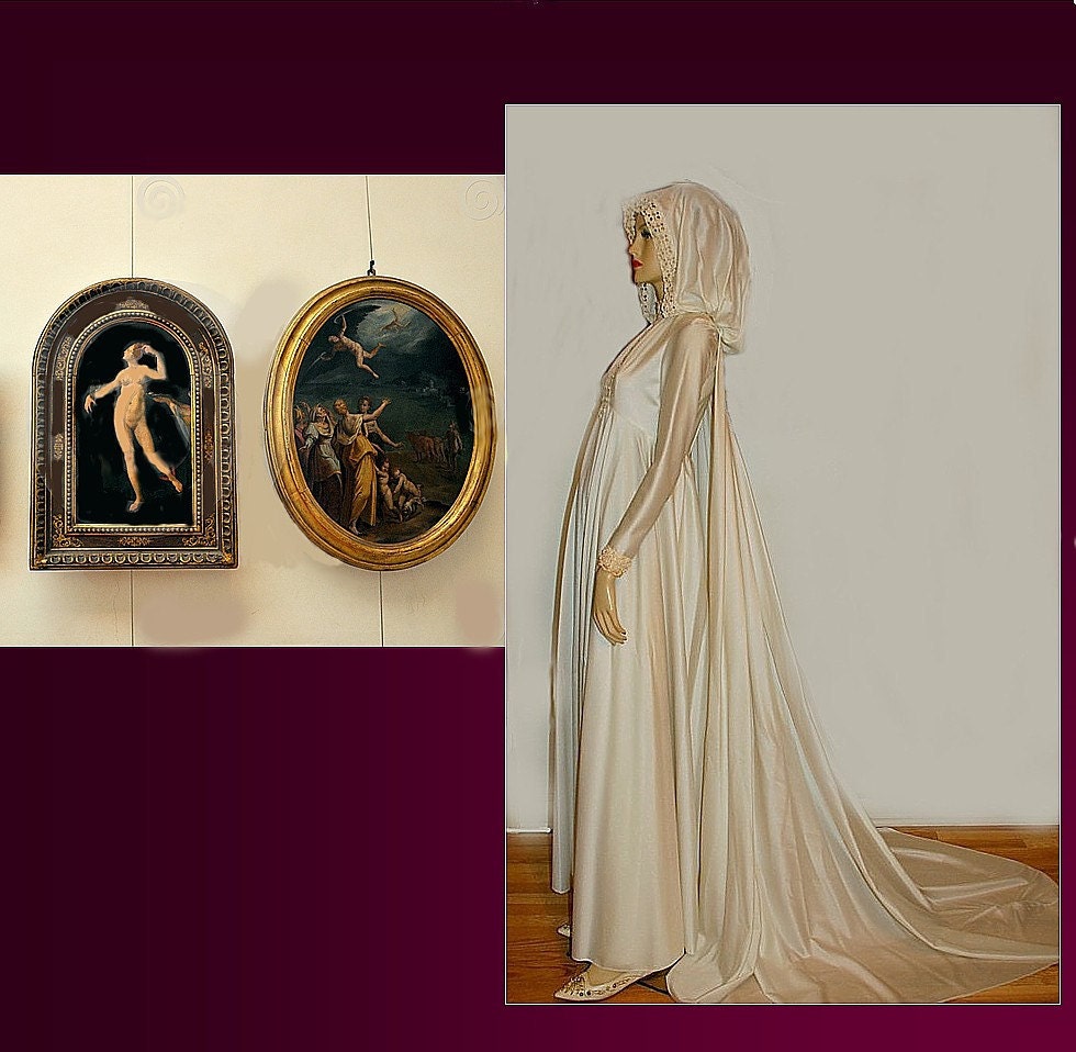 Vintage Medieval Hooded Wedding Gown --Unbelievably Dramatic