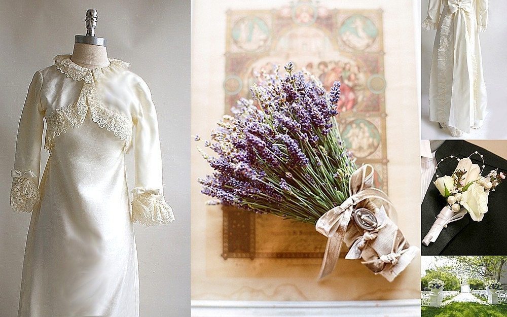 Thinkin' Jane Austen ... Wedding Gown and Regency Lavender Bridal Bouquet - whiteriver51