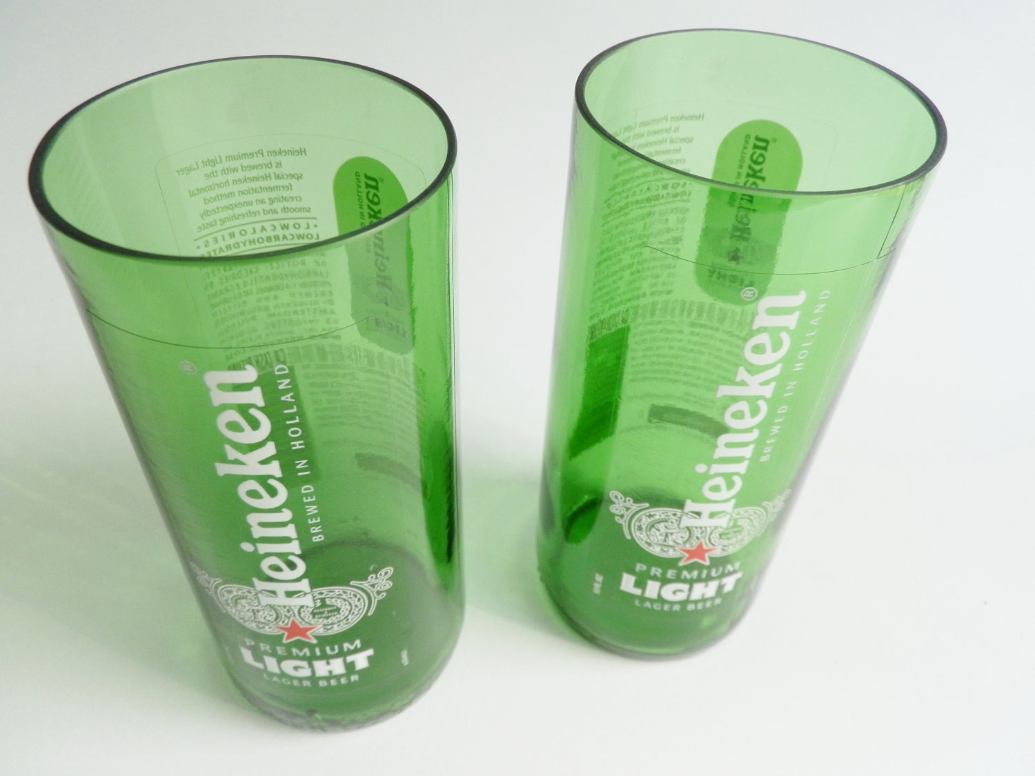 Heineken Light Beer Bottle Tumbler Drinking Glasses Set of 2