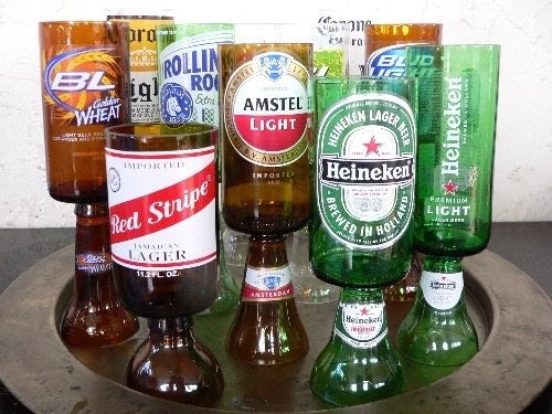 The Original Beer Bottle Goblet Drinking Glasses Set of 2