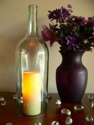 CLEAR Wine Bottle Candle Holder Hurricane Lamp Centerpiece