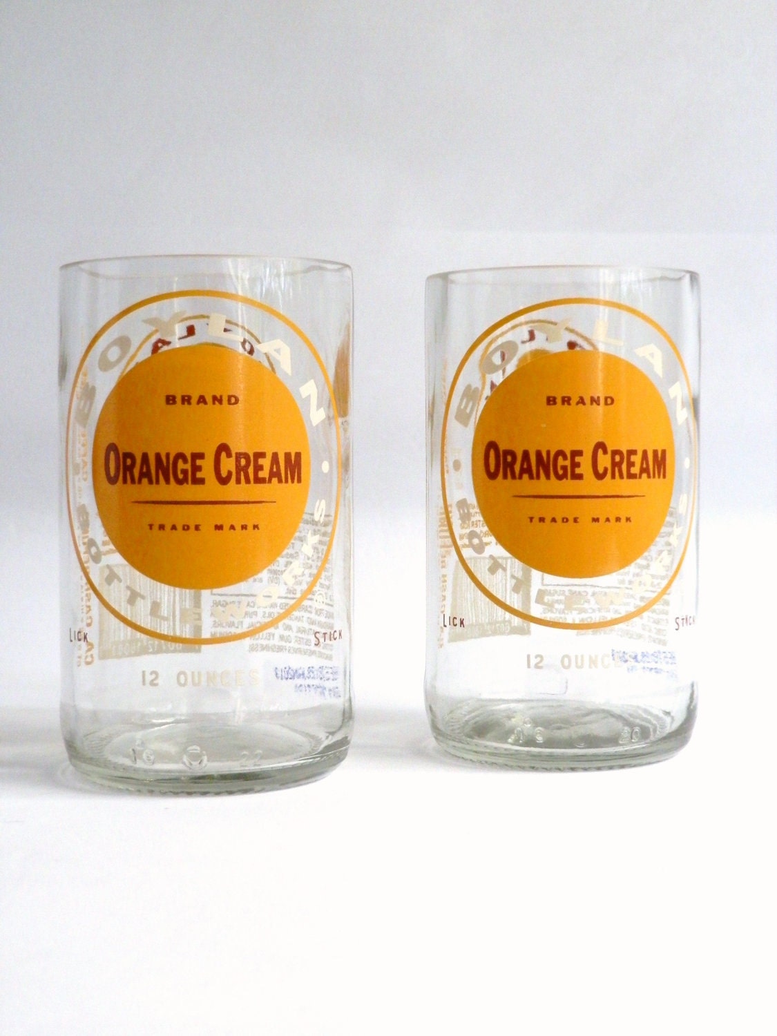 Boylan's Orange Cream Soda Vintage Bottle Glasses Tumblers