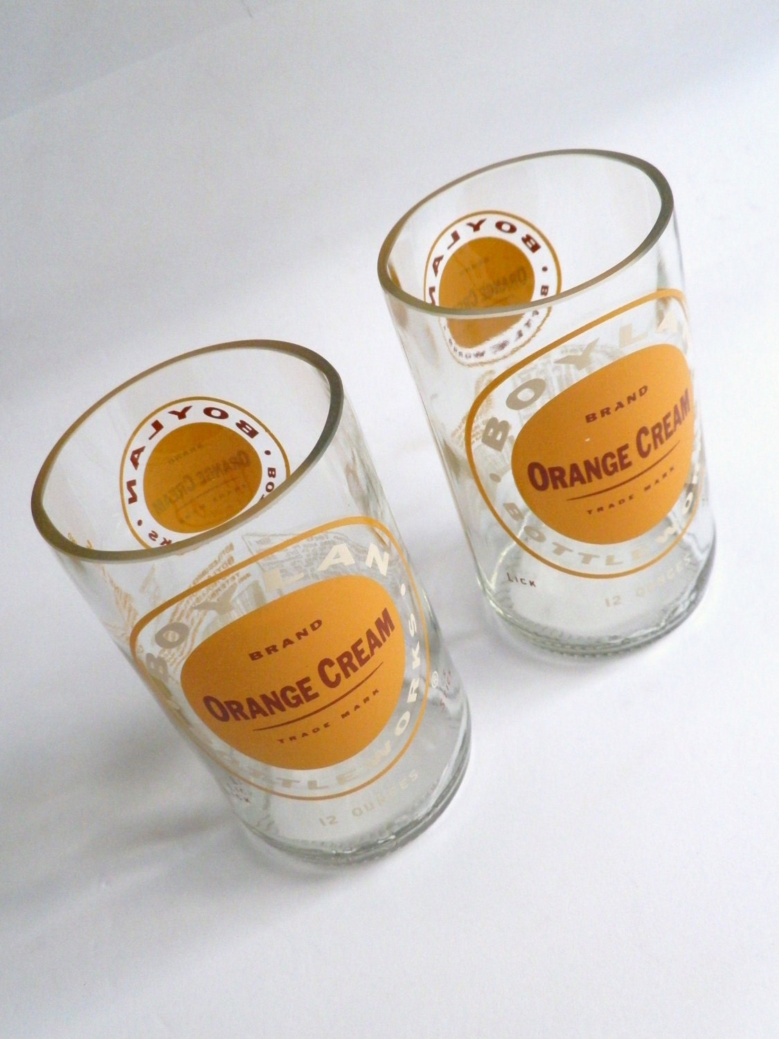Boylan's Orange Cream Soda Vintage Bottle Glasses Tumblers