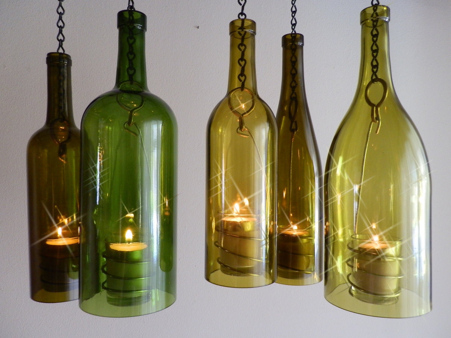 Wine Bottle Candle Holder Hurricane Lantern Hanging