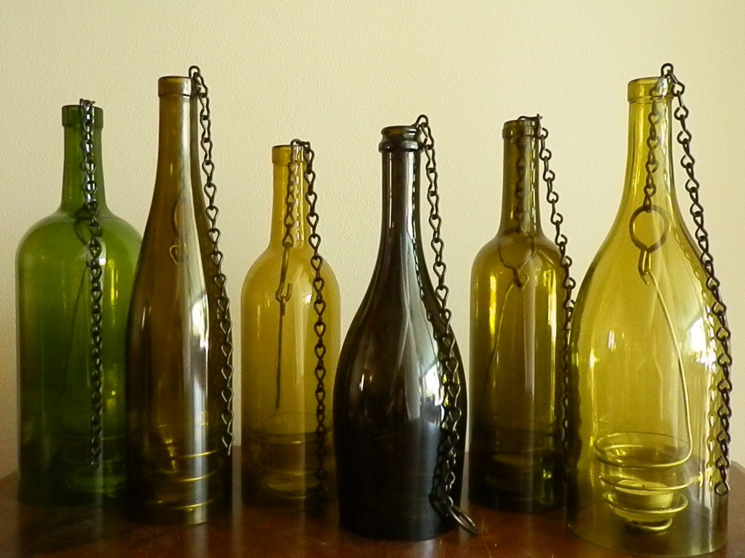Wine Bottle Candle Holder Hurricane Lantern Hanging