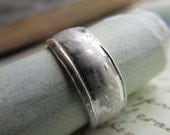 Rustic Wedding Band, Sterling Silver Unisex Ring, Wide, Domed, Metalwork, Brushed, Frosted, Unisex... 8.5mm Wide