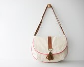 Medium Everyday Handbag--Natural Canvas with Hot Pink Trim