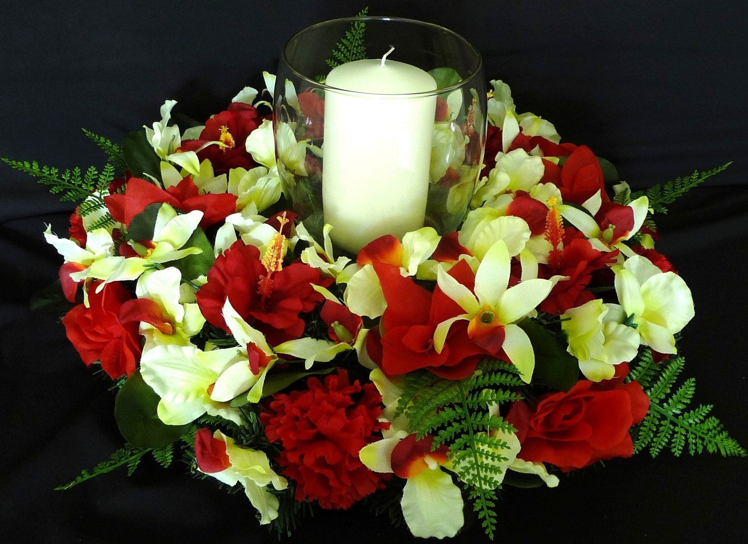 CLEARANCE - Red Yellow Centerpiece, Table Decor, Floral Centerpiece, Mothers Day - Item 109