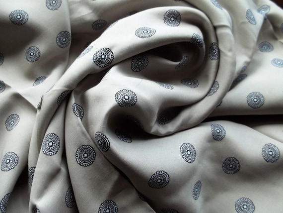 Beautiful Vintage Taupe Medallion Rayon