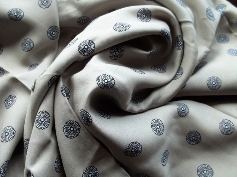Beautiful Vintage Taupe Medallion Rayon