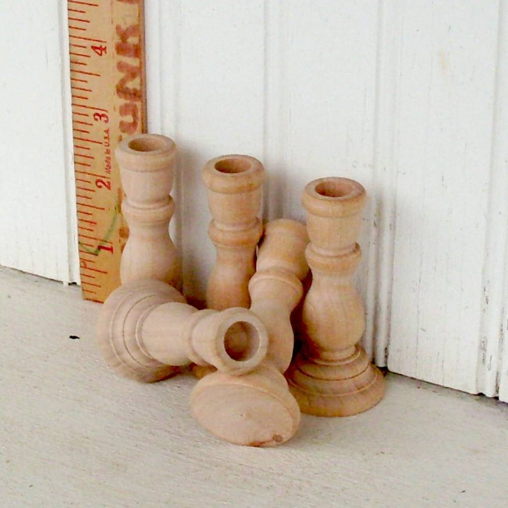 Wood candle holder - unfinished 3 inches tall