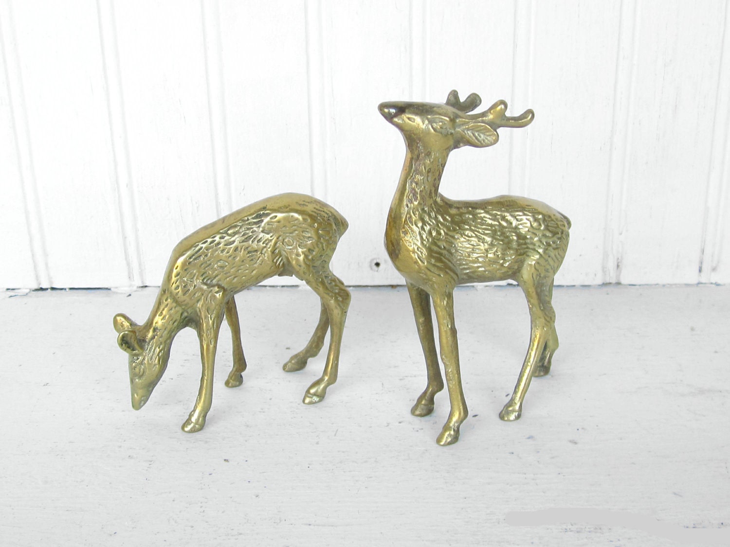 Vintage Brass Deer Figurines For Home Decor Display