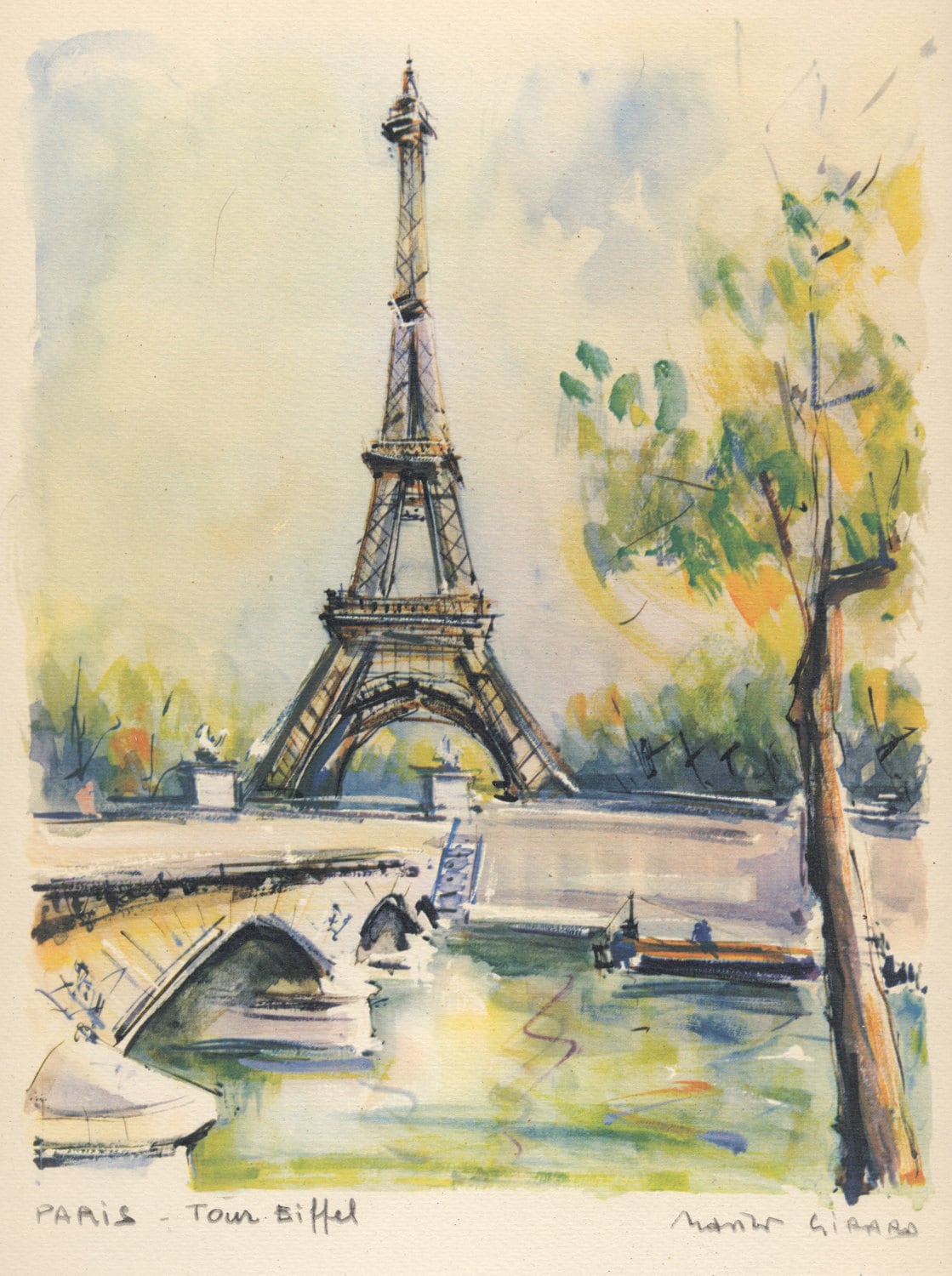 Vintage Eiffel Tower print by AnimalCrackersbysue on Etsy