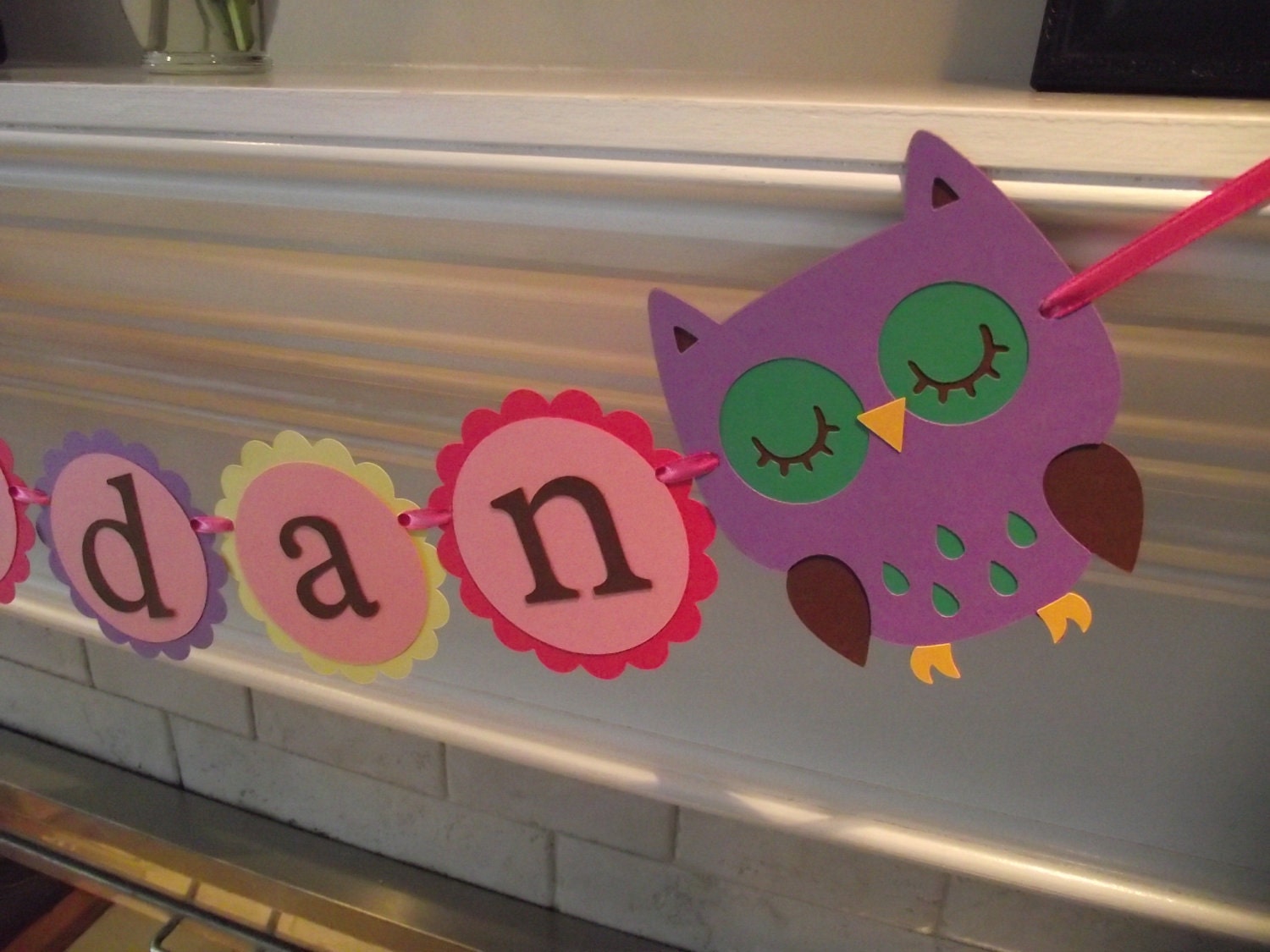 Owl Birthday Banner, SMALL, Bunting, Birthday wall hanging, Birthday Sign, owl, multi colored, girls party, room decor, nursery hanging