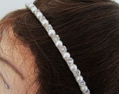 Crystal Bridal Headband with White or Ivory Swarovski Pearls and Clear or AB crystals -- Avery