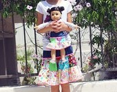 Girls Skirt, ON SALE 3T/4T NuxieMade Denim Patchwork Twirl Skirt -Ready To Ship, Free US Shipping