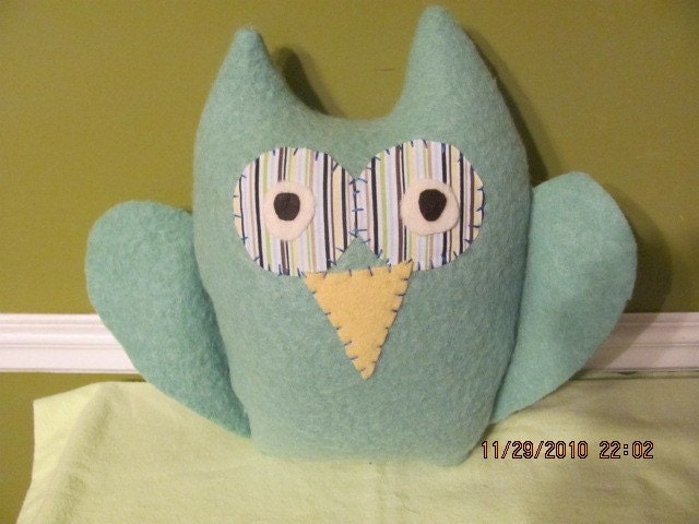 Seafoam Green Stuffed Wool Owl