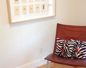 UPCYCLED FAUX FUR 12X12 ZEBRA/CASHMERE CABLE PILLOW / black/white