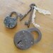 2 Antique Padlocks and 2 Antique Skeleton Keys - Home Decor - Collectible - JUPITER and OMECO