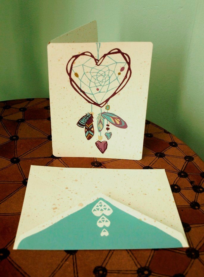 Dreaming of You Valentine Card and Envelope Screenprinted