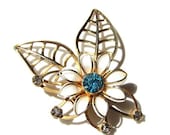 Vintage Butterfly Brooch, Aquamarine by dabchickvintagegems on Etsy