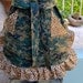 Camoflage Print Womens Full Apron - Military Inspired With Contrasting Leopard Ruffle and Pockets