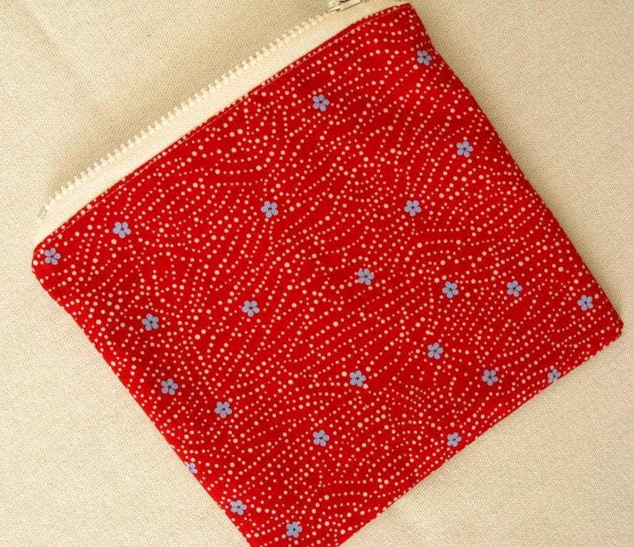 Red White and Blue Fabric Zip Pouch