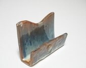 Business card holder in Rustic Brown with Blue