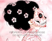Dia De Los muertos art print - sugar skull girl side profile portrait - You Can Never Tell By Carissa Rose 8x10