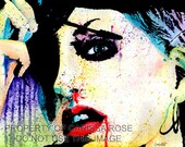 Punk Rock Fashion Rainbow Splatter Portrait Art Print - Beauty With an Edge by Carissa Rose 8 x 10