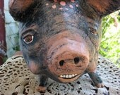 Custom made Folk Art Pig and black birds