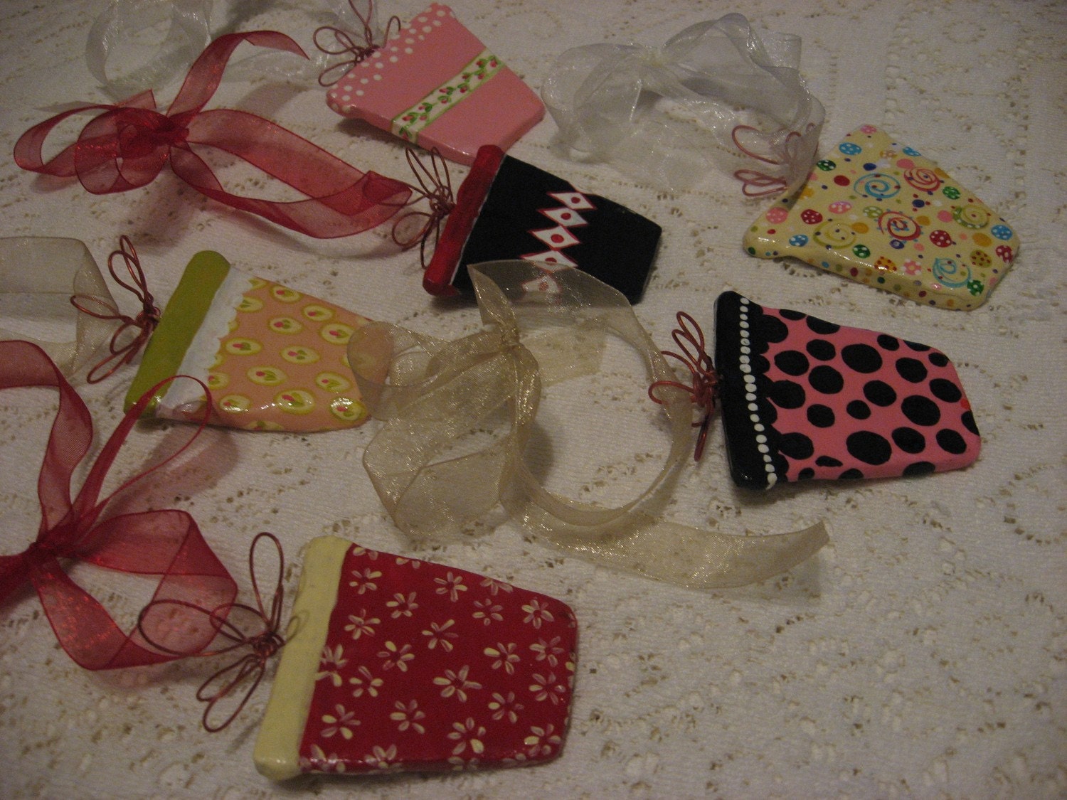 Ready to Ship, A Gift for the Gardener-Flower pot ornaments, set of 6