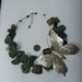 Large Silver Butterfly, Snail, Imperial Jasper Necklace: Haiku inspired