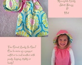 Reversible Pillowcase style dress-shirt with matching reversible sun hat for girls