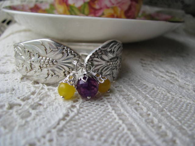 Spoon Bracelet - Spoon Jewelry - Flatware Jewelry - Marquise, 1847 Rogers, 1933, - RARE