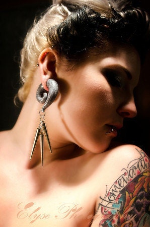 Spiked Granite Foxtail - Earrings for Stretched Lobes - Gauges