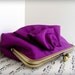 Purple Formal Clutch Purse in frame, cascading satin ruffled clutch, Made to Order.