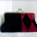 Reserved for Nikki Venetian diamonds Velvet clutch purse, Harlequin black and red clutch bag