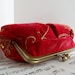 Bright red clutch purse evening bag with gold embroidery and sequins