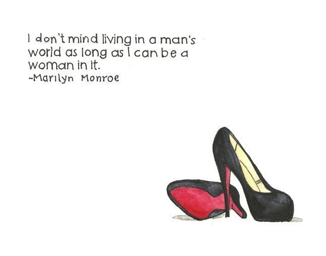 Marilyn Monroe Quote, 8x10 Art Typography Print, Christian Louboutin Pumps, Red Sole, Black Heels, Women, Fashion, Gift for Friend, Sister